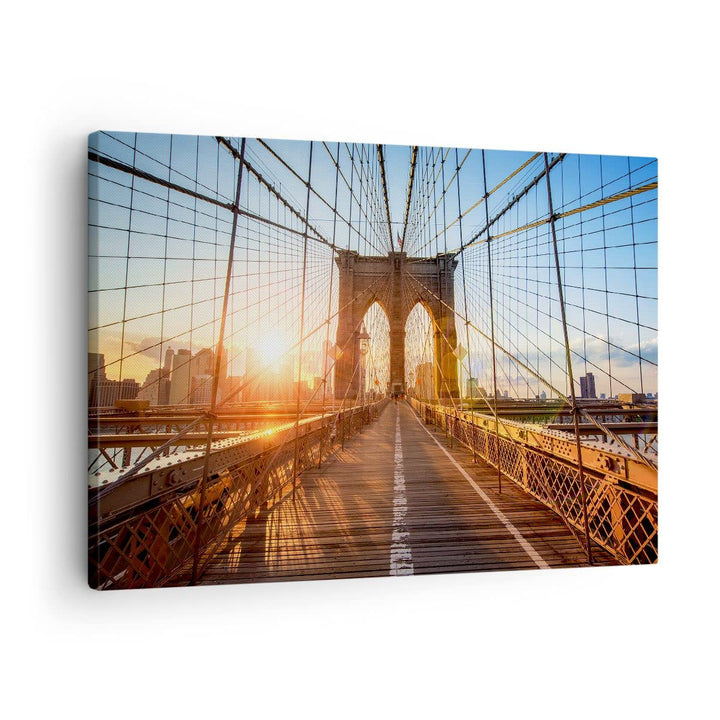 Bilder auf Leinwand New York Brücke Leinwandbild mit Rahmen 70x50cm Wandbilder Dekoration Wohnzimmer
