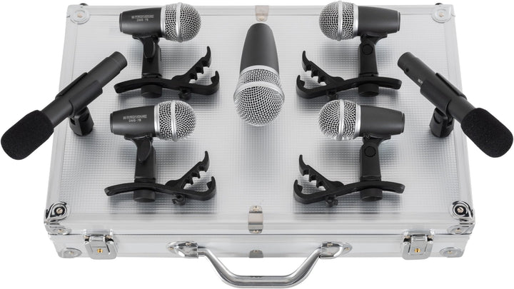 Pronomic DMS-7 Drum Schlagzeugmikrofonset - Drum Mikrofon Set mit 7 Mikrofonen für Bühne und Tonstud