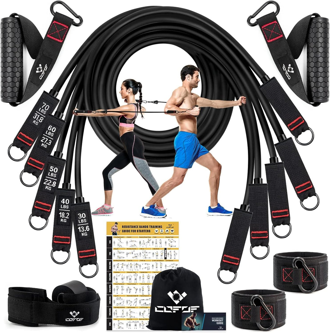 Resistance Bands Widerstandsbänder Set, 5 Fitnessbänder Expander Tube Bands, Fitnessband mit Grossem