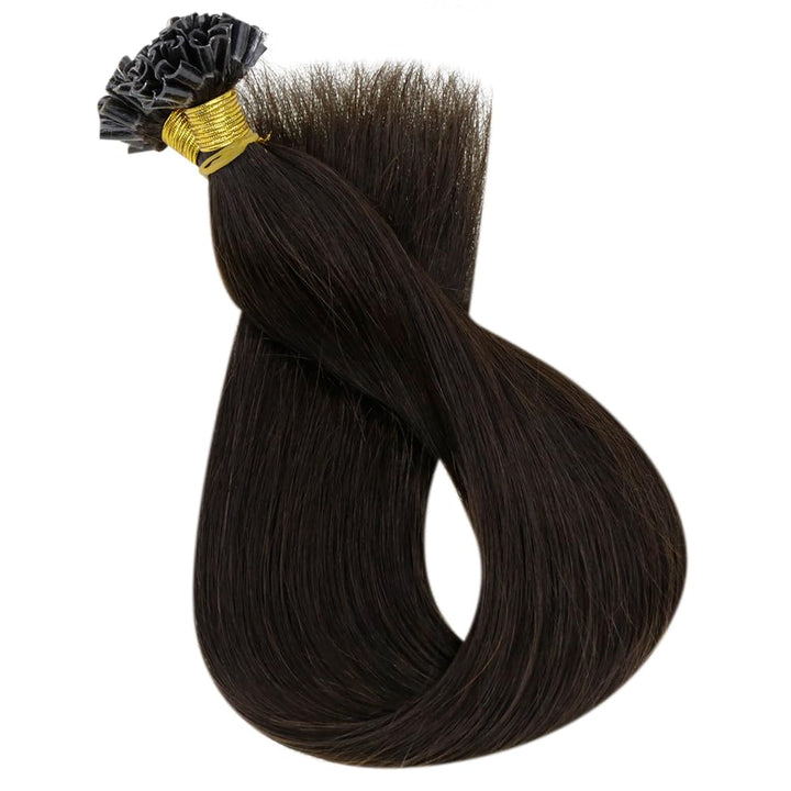 Fshine Haarverlängerung Echthaar Bondings Extensions Echthaar 35cm 50g Dunkelste Braun U Tip Hair Ex