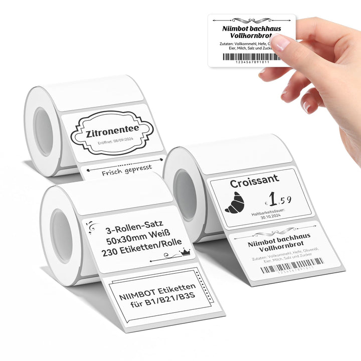 NIIMBOT Etiketten Selbstklebender Etikettenband für B1 / B21 / B3S Etikettendrucker, 50 x 30mm 230 E
