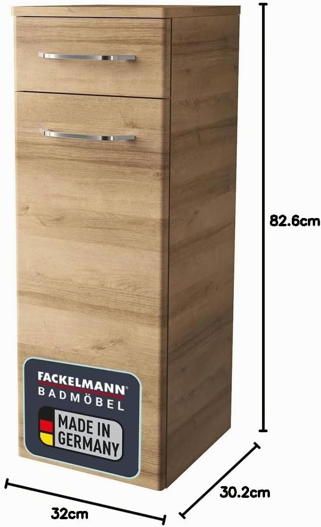 FACKELMANN Milano Midischrank mit Tür und Schublade – Schrank für Badezimmer (30,5 cm x 83 cm x 32 c