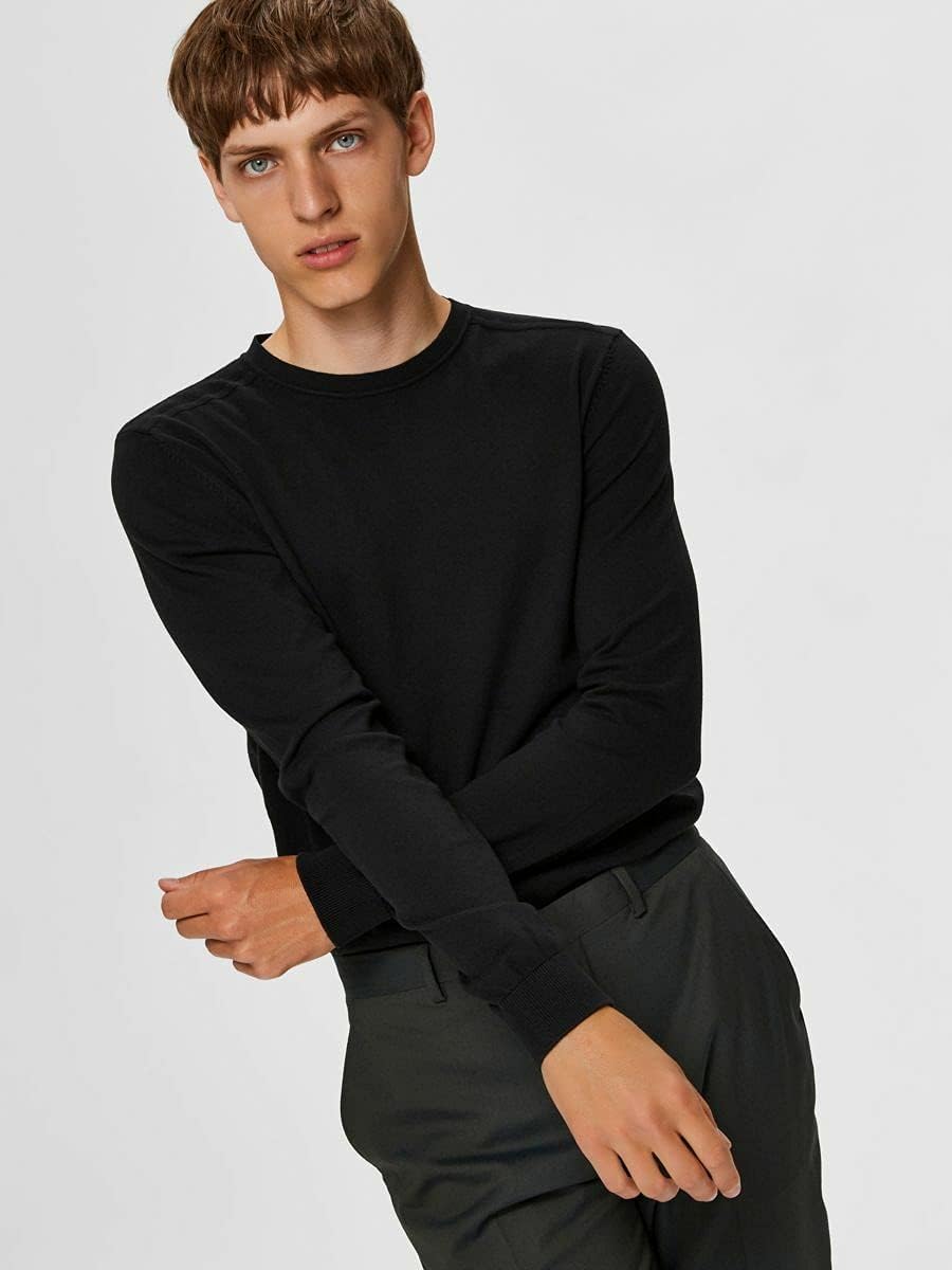 Selected Homme Male Strickpullover Langarm S Schwarz, S Schwarz