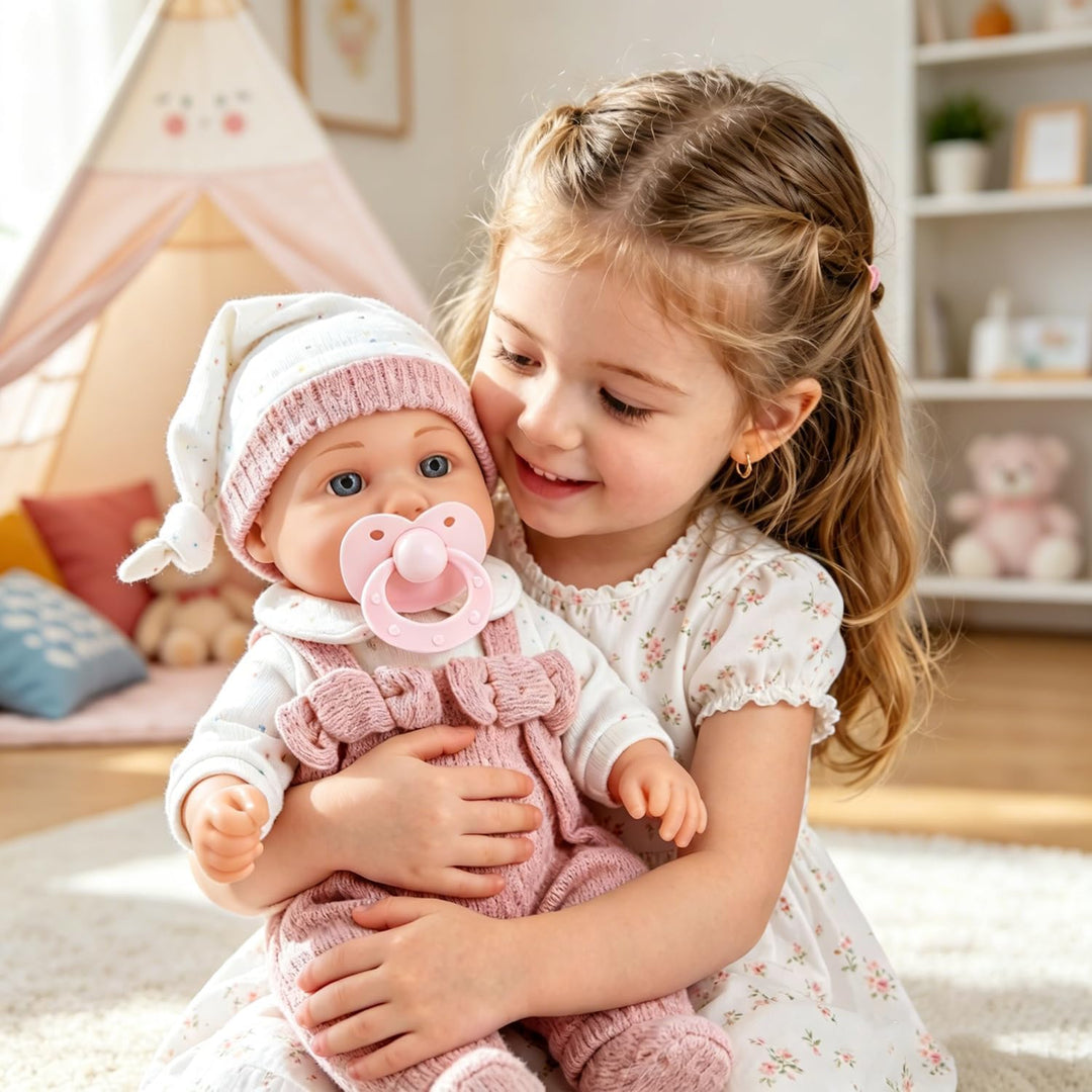 30 cm Baby Puppen Spielset für Mädchen enthält eine Flasche, einen Schnuller, Kleidung, eine weiche