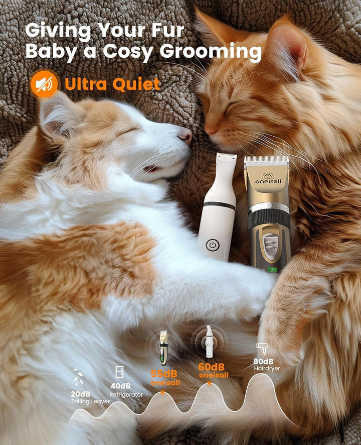 oneisall Hundeschermaschine und Hundepfoten Trimmer Set Leise 2-in-1 Katze Tierhaarschneidemaschine