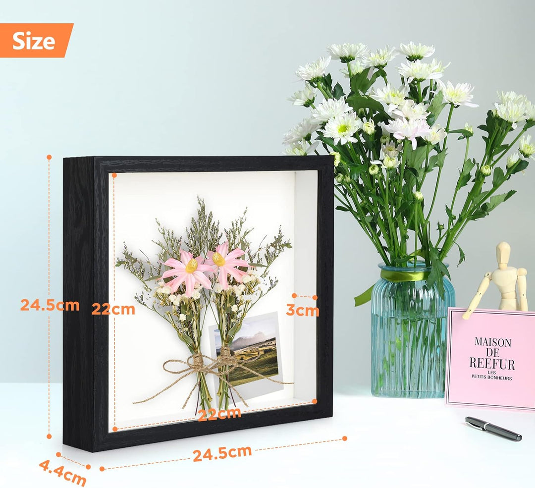 Anhow 2er 3D Bilderrahmen zum Befüllen, 3D Bilderrahmen Tiefer Objektrahmen 23 x 23 cm mit Transpare