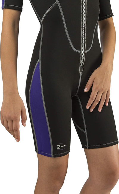 Cressi Lido Man - Shorty Neopren High Stretch 2 mm Neoprenanzug für Herren Schwarz/Violett XL, Schwa