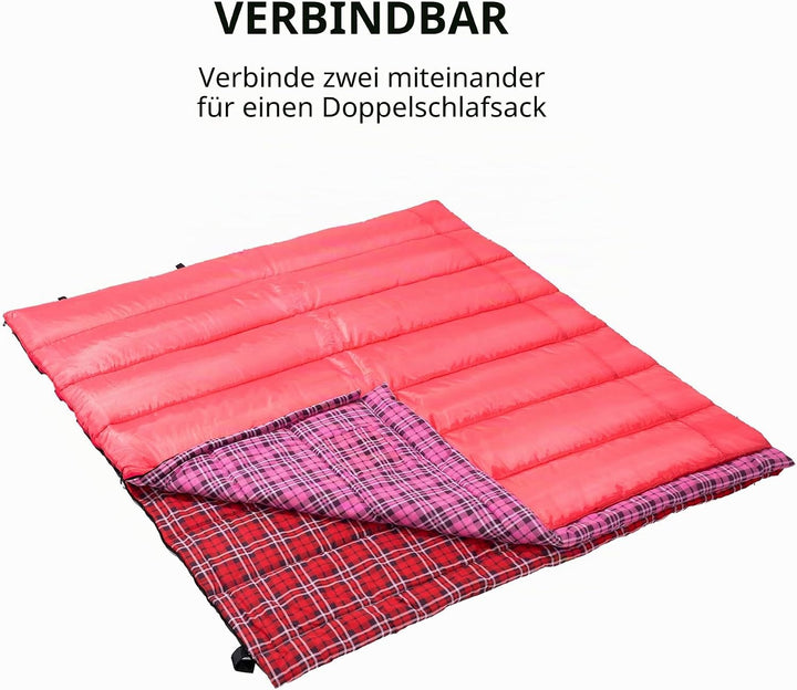 BISINNA XL Baumwoll Flanell-Schlafsack für Camping, 2-3 Jahreszeiten, Erwachsenen-Schlafsack für Wan