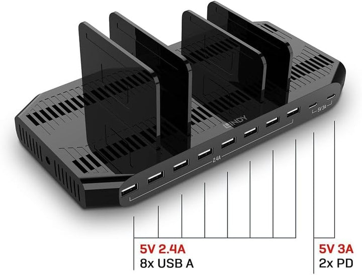 LINDY 73435 120 Watt USB Ladestation 10 Ports