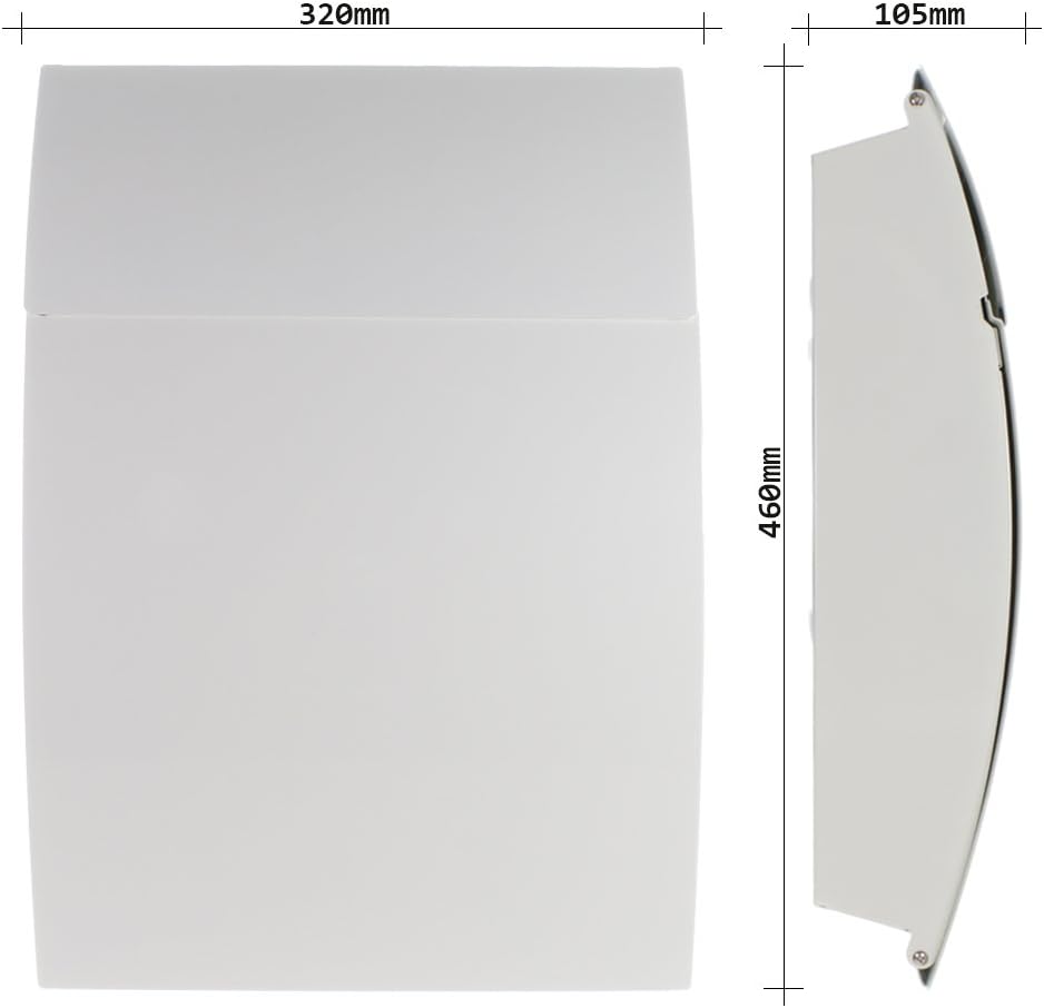 Rottner Briefkasten Harrow, Zylinderschloss mit 2 Schlüssel, Stahl, BxHxT 320x445x105 mm, Montagemat