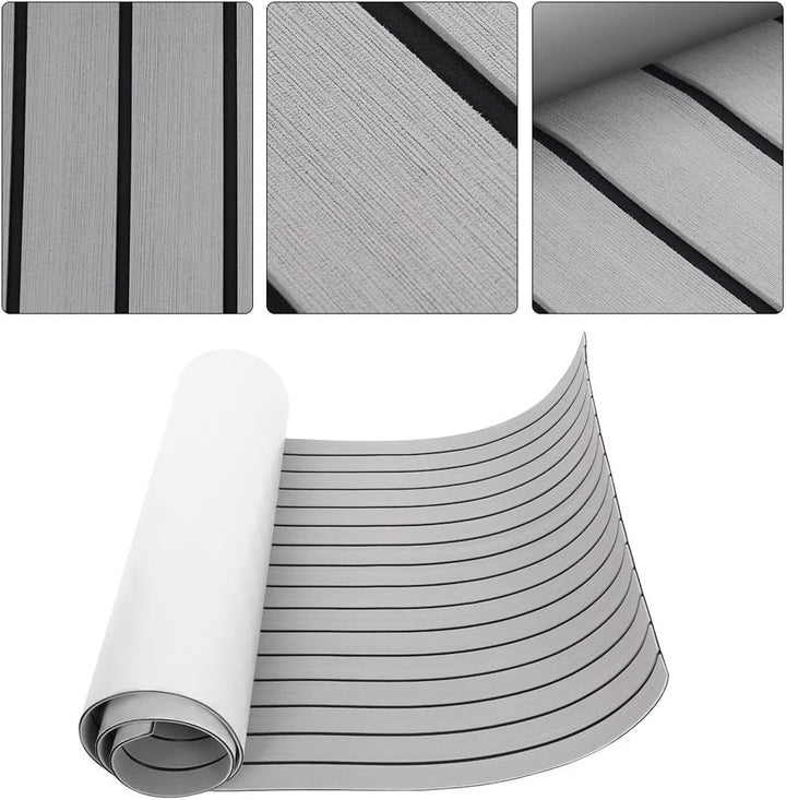 EBTOOLS Decking Bootsboden Synthetik-Teakfolie Teak-Eva Bodenmatte für Yacht, 240 x 90 x 0,6 cm, Gra