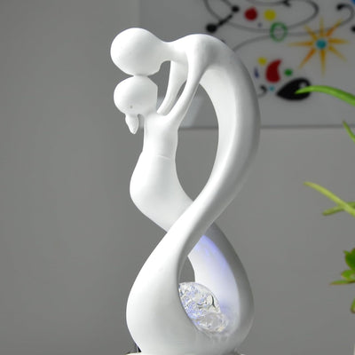 Zen'Light - Moderner Zimmerbrunnen Amor Schwarz&Weiss mit Farbigem LED-Licht - Abnehmbare Skulptur -
