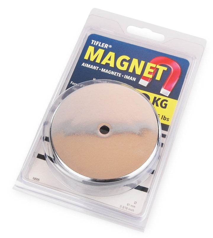 6 x Rundmagnet 81 x 10 mm bis 43 kg, Starker Magnet rund, verchromt
