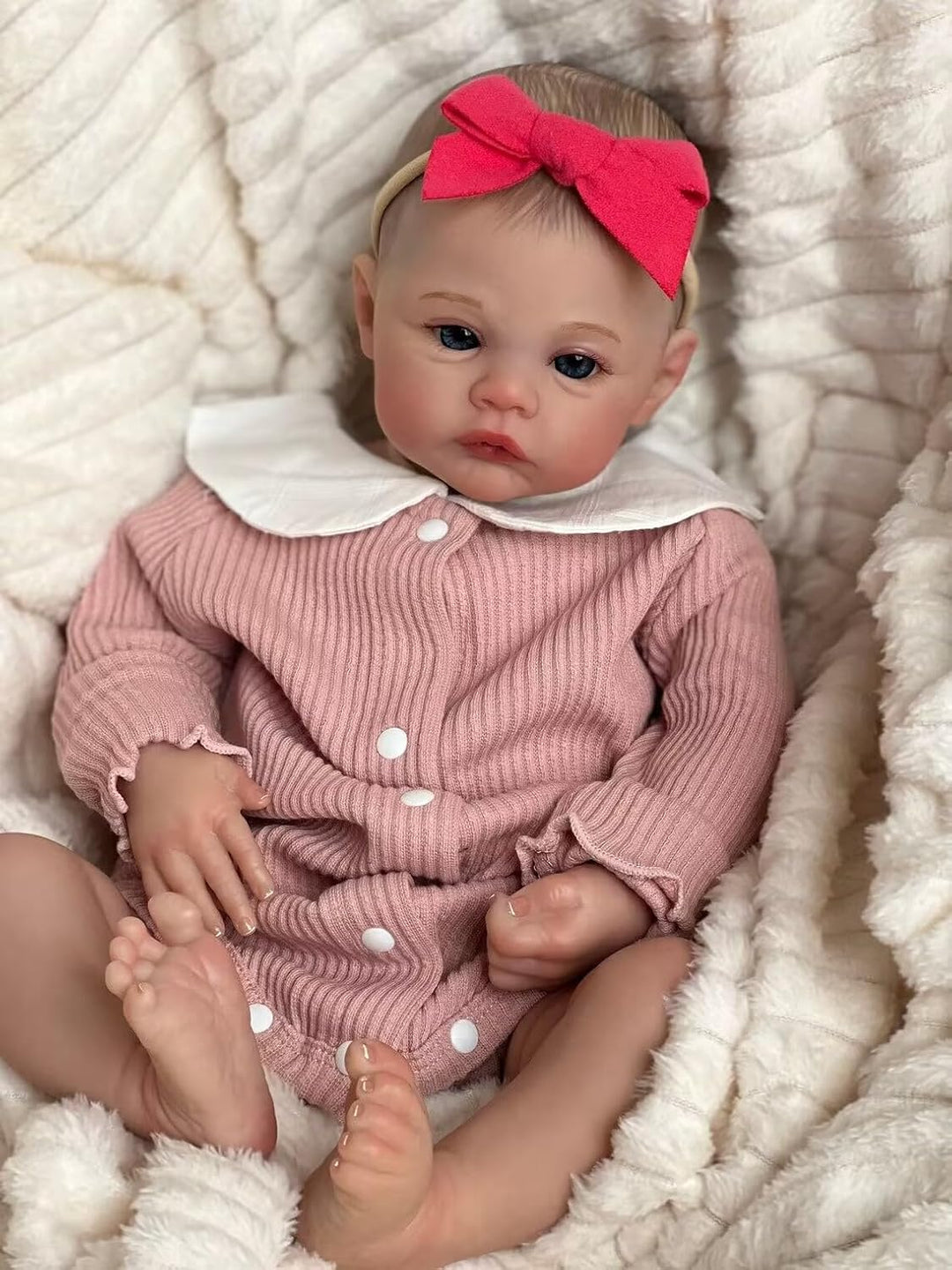 ZIYIUI Realistische Reborn Babys Puppe echte Babypuppe Silikon Mädchen Handgemachte Augen öffnen Bab