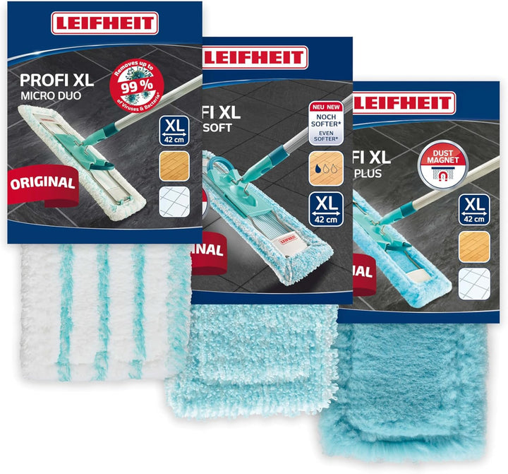 Leifheit 3er Set Wischbezug Profi XL micro duo, super soft & static plus, verschiedene Ersatzbezüge