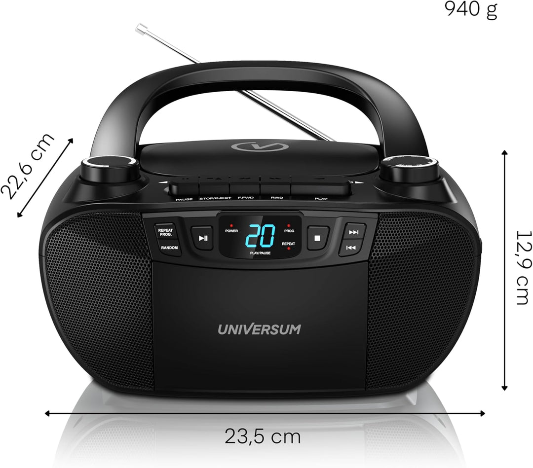 Universum BB 200 - tragbarer CD-Player mit Radio und Kassette - einfache Bedienung für Kinder &amp; Seni