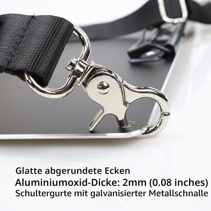 Aluminium-Klemmbrett, A4-Grösse (24,1 x 32,4 cm), zwei Clip-Klemmbretter mit 160 cm verstellbarem Sc
