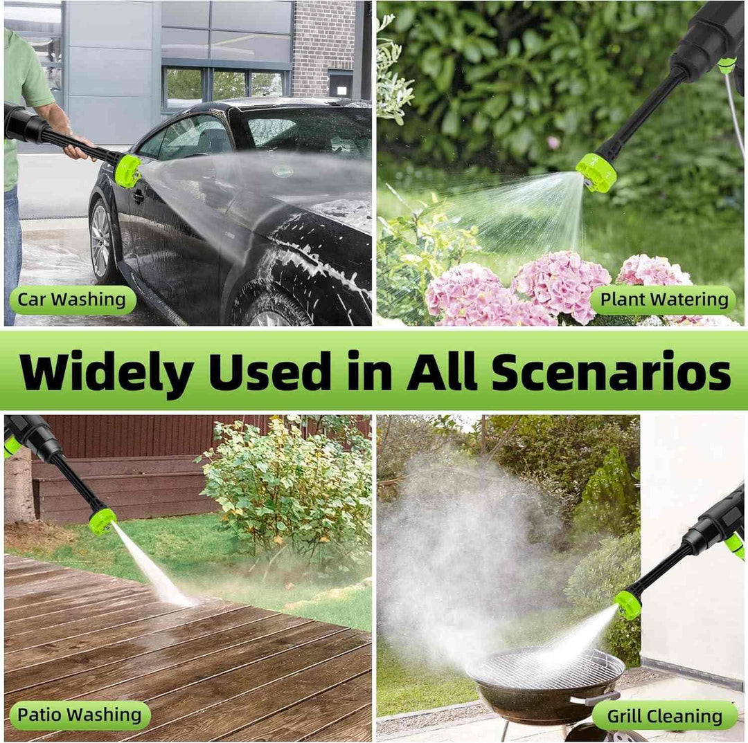 Hochdruckreiniger mit Akku, 120Bar, Kabelloser Hochdruckreiniger, 2 Akkus, 6-in-1-Multidüse und 5 m