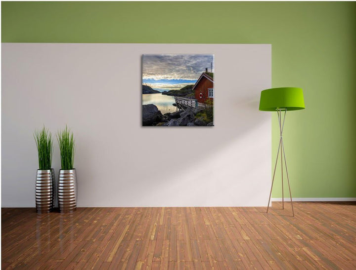 Pixxprint Sonnenaufgang am Fjord Norwegens als Leinwandbild/Grösse: 70x70 cm/Wandbild/Kunstdruck/fer