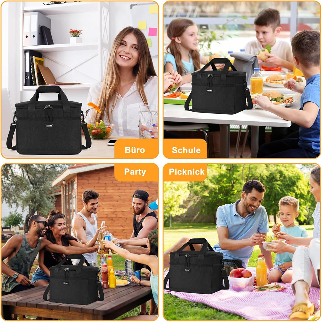 CALIYO Lunchtasche, Kühltasche, Kühltasche Faltbar für Männer Frauen Isolierte Tasche mit Reissversc
