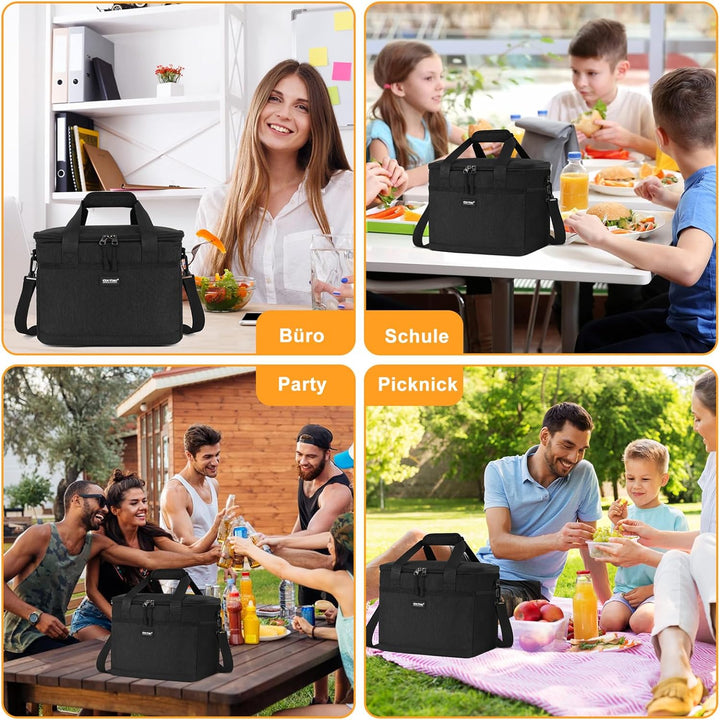 CALIYO Lunchtasche, Kühltasche, Kühltasche Faltbar für Männer Frauen Isolierte Tasche mit Reissversc