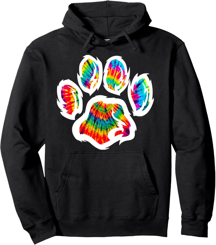 Furry Tie Dye Paw Print Fursuit Fursona Pullover Hoodie