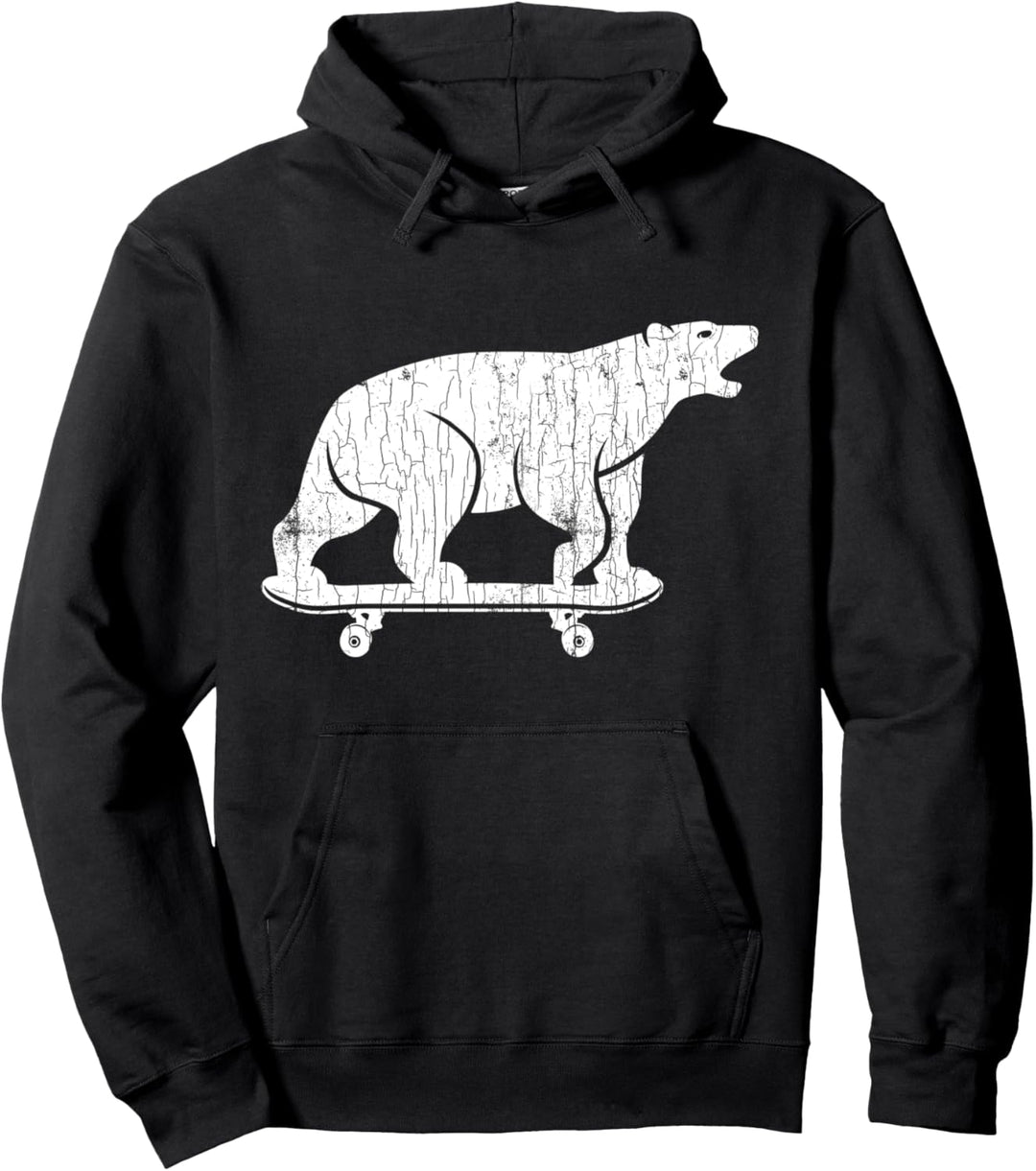 Eisbär Lustige Skateboard Grafik Pullover Hoodie