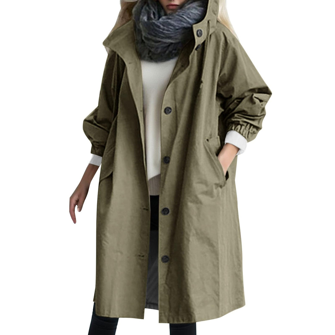 Beokeuioe Damen Trenchcoat Oversized Mantel Lang Umlegekragen Windjacke Einfarbig Damenmantel Überga