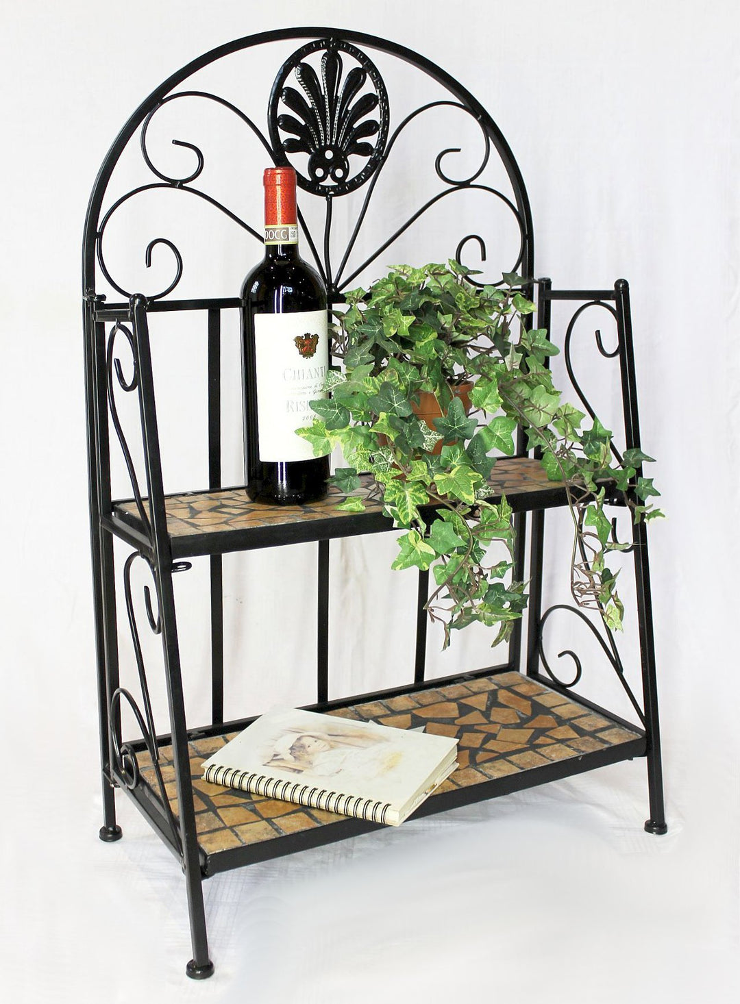 DanDiBo Regal Mosaik Metall 2 Ablagen Klein 12006 Bücherregal 80 cm Schmiedeeisen Badregal