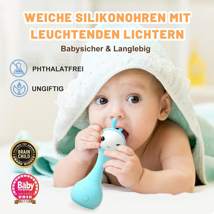 alilo Smarty Bunny Baby Rasseln, Montessori Spielzeug ab 0 3 6 12 18 24 Monate, Musikalisches Babysp
