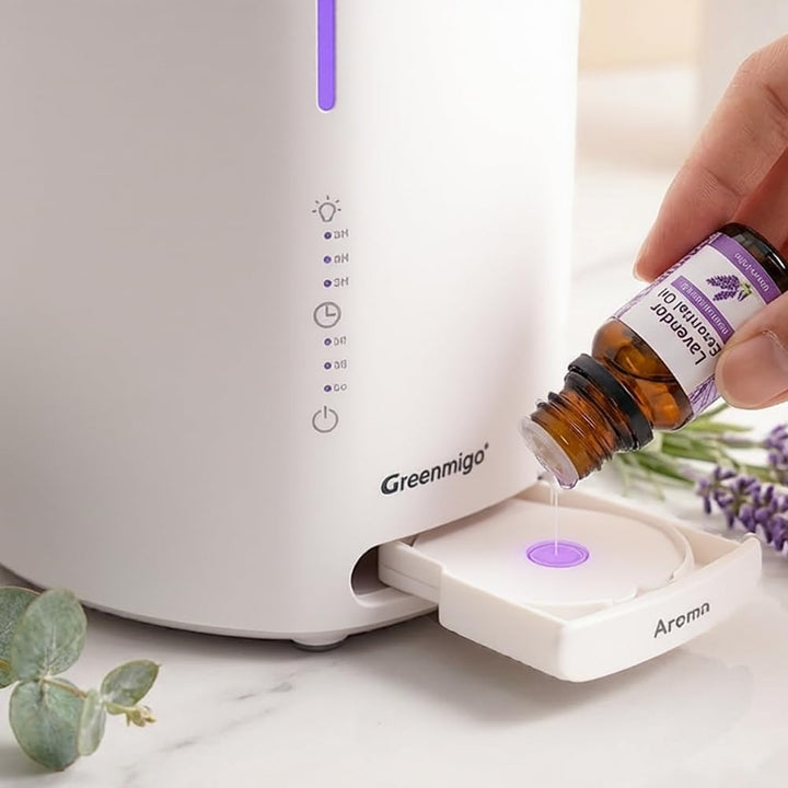 Greenmigo 3L Top Fill Luftbefeuchter,360°Drehbare Düse Cool Mist Humidifier,3 Nebelleistungsstufen,6