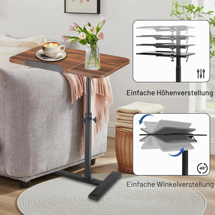Simcat Verstellbarer Überbetttisch mit 2 neigbaren Schreibtischen, 60 × 40 cm Stehender C-förmiger L