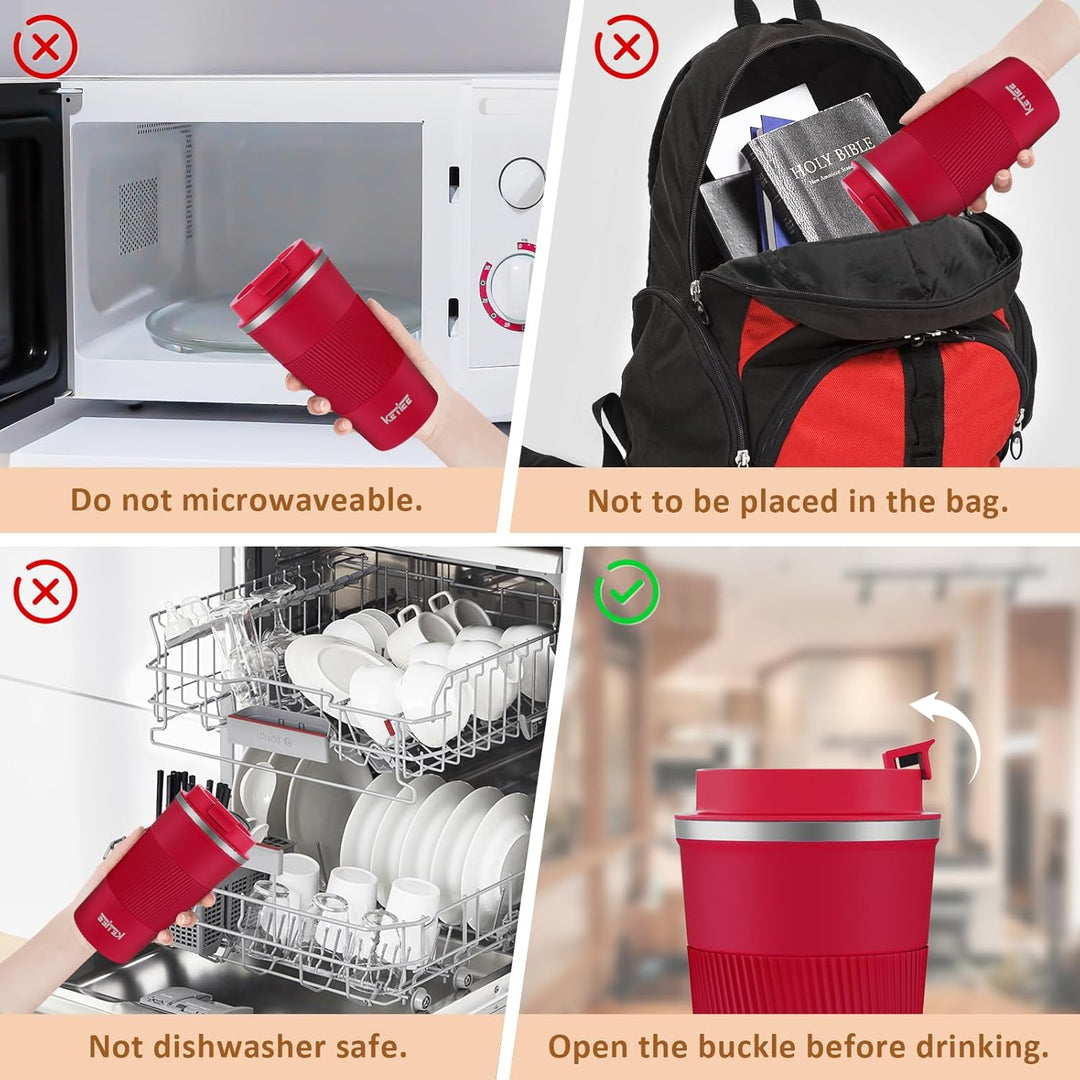 KETIEE Kaffeebecher to go,510ml Thermobecher Kaffee-to-go,Kaffeebecher Thermo,Doppelwandig Reisebech