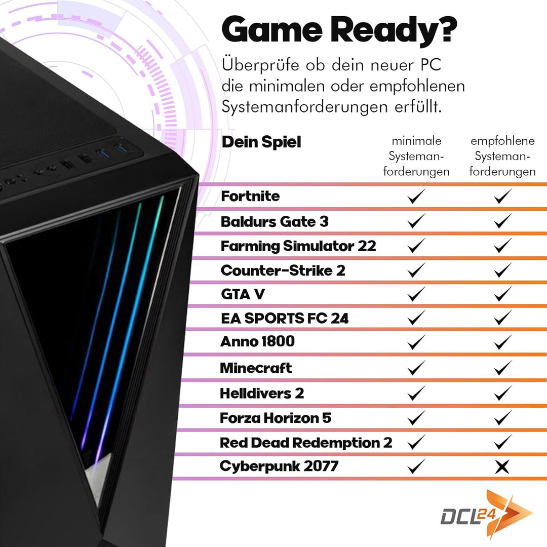 dcl24 High End Gaming PC i7 14700, RTX5070 12GB - 1000GB SSD, 32GB DDR5, RGB Gaming Computer mit 20x