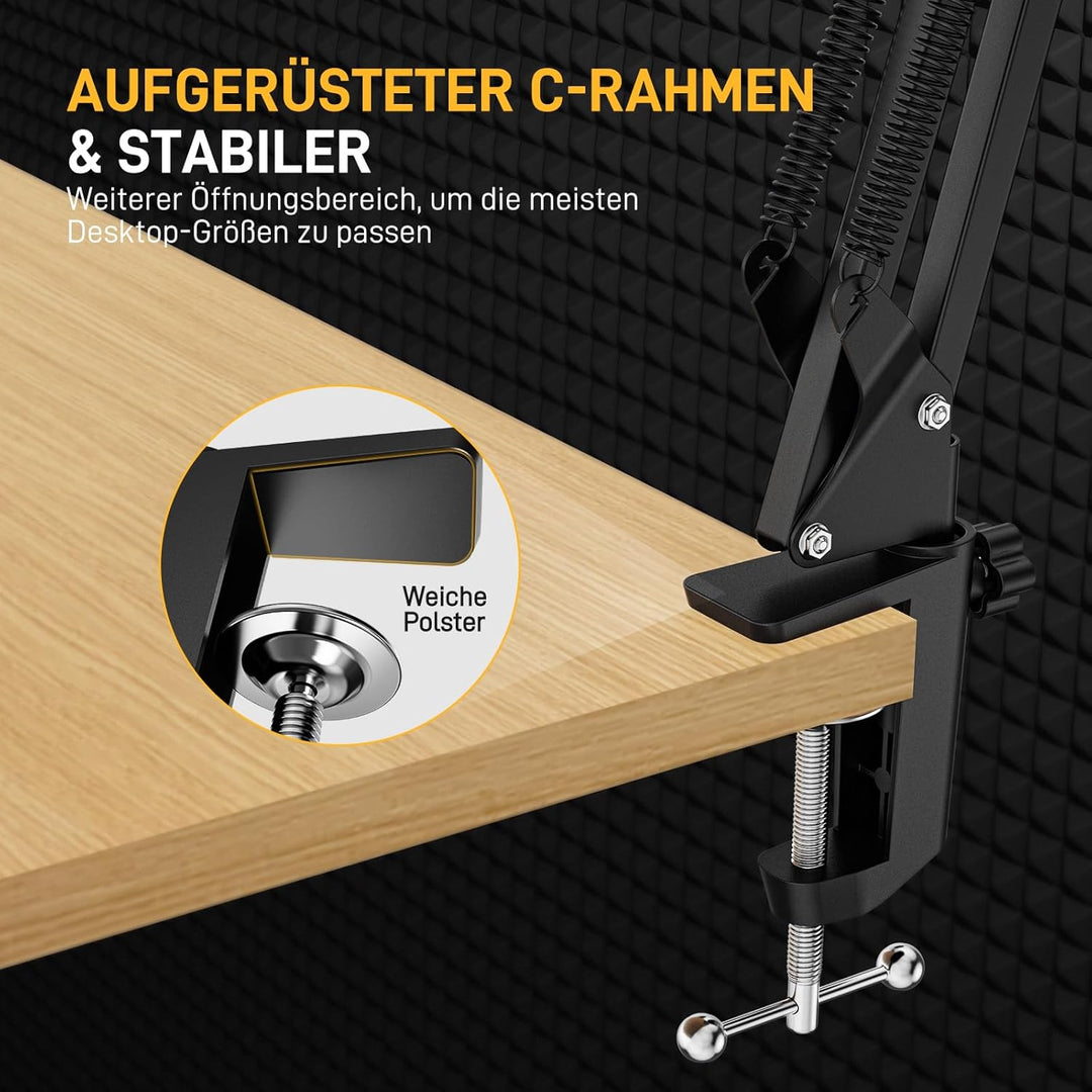 Maono Mikrofon arm, Verstellbarer Mikrofonständer für Podcast, Gaming, Streaming & Aufnahmen – inkl.