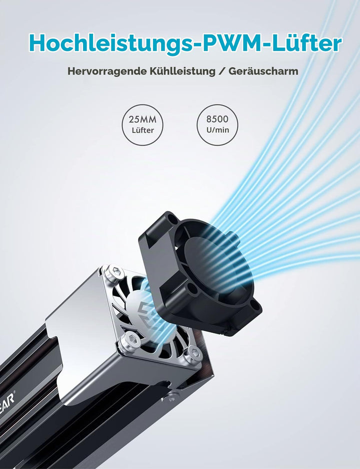 GRAUGEAR | Heatpipe Kühler mit Lüfter | Kühlköper für M.2 NVMe (2280) | aktive | 25mm PWM-Lüfter | g
