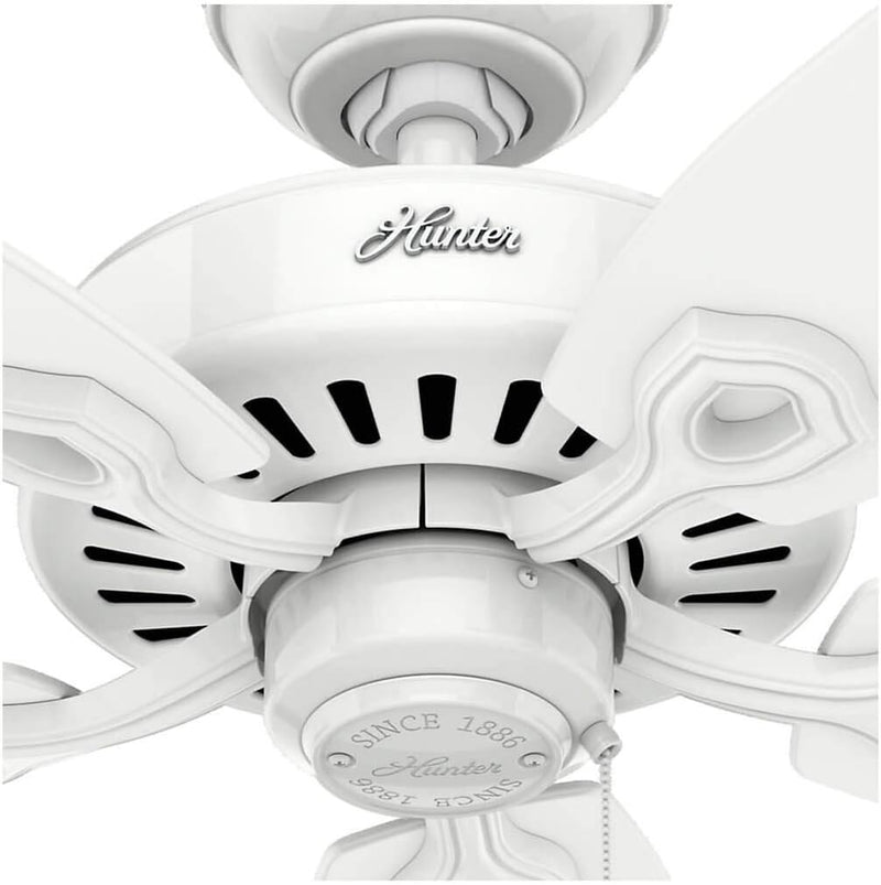 HUNTER FAN Deckenventilator Builder Elite 132 cm für den Innenbereich, mit Zugschalter, Schneeweiss,