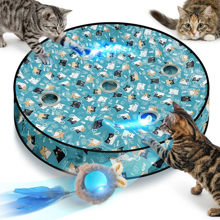 Interaktives Katzenspielzeug für Wohnungskatzen, automatischer beweglicher Ball mit Versteckspiel-Fu