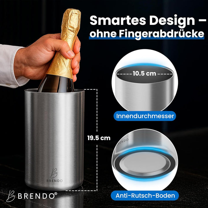 Brendo Weinkühler Edelstahl Flaschenkühler Sektkühler Champagner Wein Kühler doppelwandig isoliert |