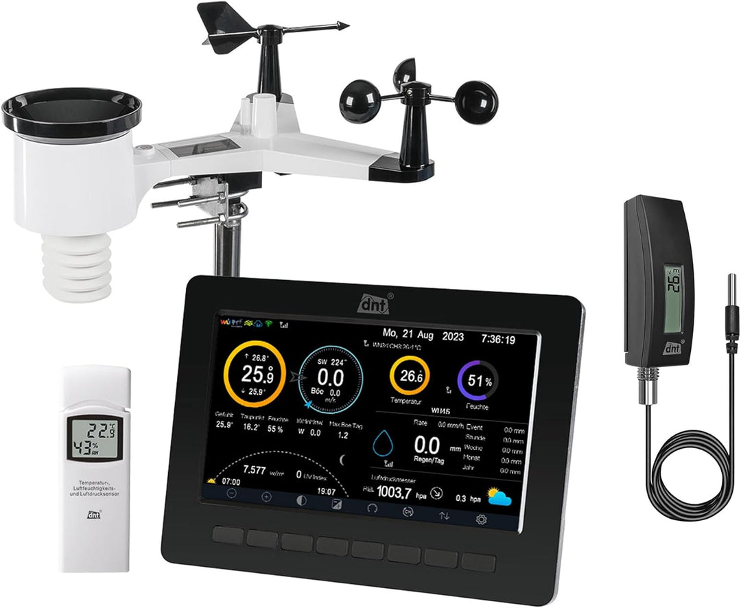 Bundle aus dnt WiFi-Wetterstation WeatherScreen PRO, Wetter- und Raumklima stets unter Kontrolle, Da
