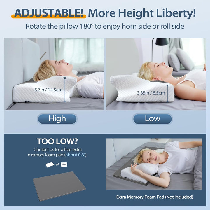 HOMCA Orthopädisches Kissen Memory Foam Nackenstützkissen für HWS Ergonomisches Kopfkissen für Rücke