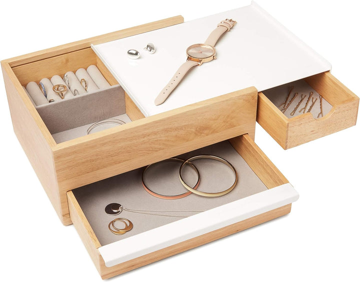 Umbra Stowit Design Schmuckkasten – moderne Schmuck Box mit Geheimfächern für Ringe, Armbänder, Uhre