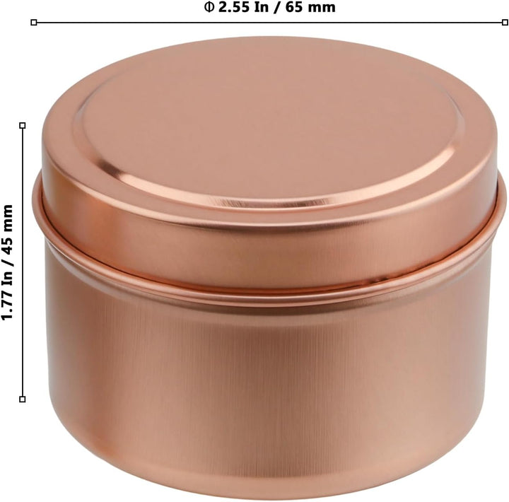 24 Stück 120ml Metall Kerzengläser mit Deckel Rosegold, Leere Kerzendosen zum Kerzen Giessen, Runde