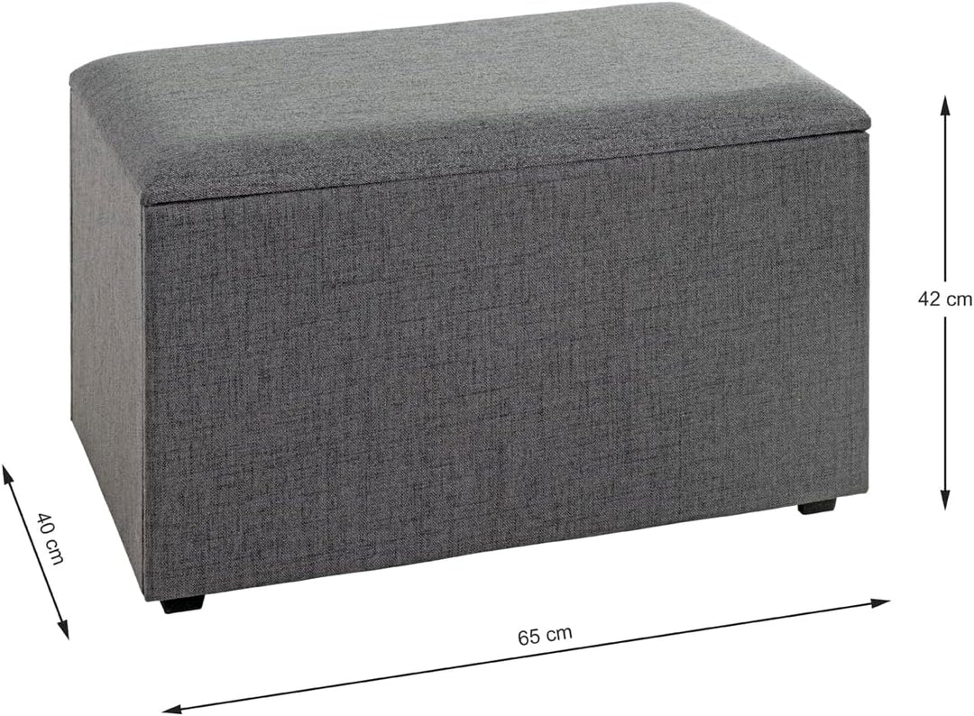 HAKU Möbel Sitztruhe, MDF, anthrazit, B 65 x T 40 x H 42 cm anthrazit_Textil 65 x 40 x H 42 cm Anthr