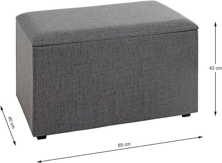 HAKU Möbel Sitztruhe, MDF, anthrazit, B 65 x T 40 x H 42 cm anthrazit_Textil 65 x 40 x H 42 cm Anthr