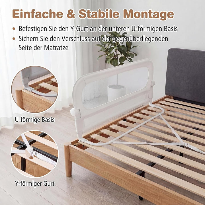 RELAX4LIFE Bettgitter Rausfallschutz, 120 x 60 cm, zusammenklappbares Bettschutzgitter, Kinderbettgi