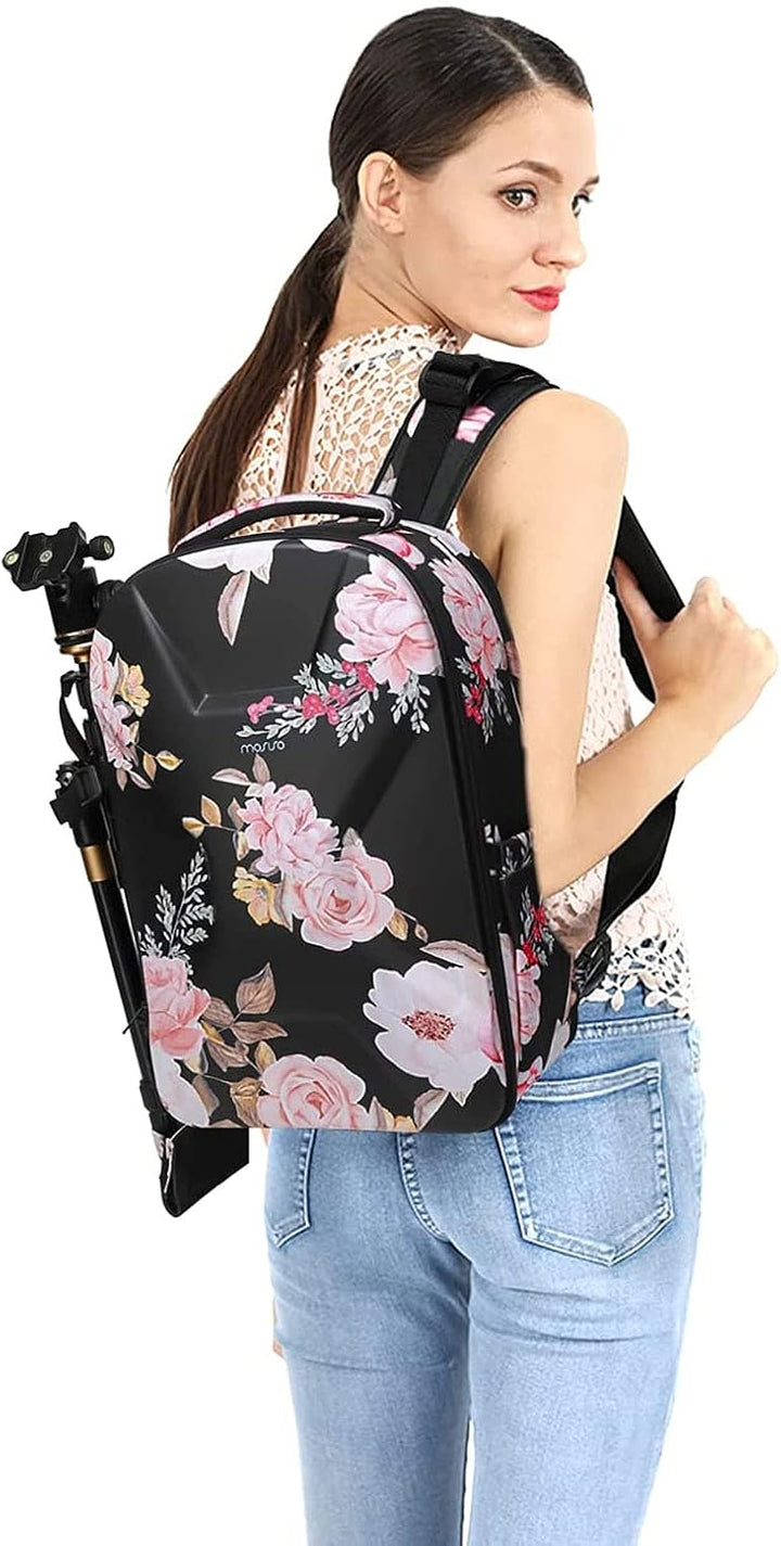 MOSISO Kamera Rucksack, DSLR/SLR/Spiegellose Fotografie Kameratasche Peony wasserdichte Hartschale S