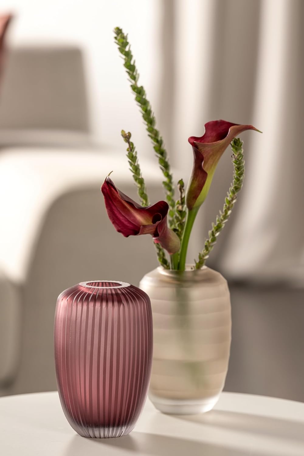 Leonardo Bellagio Blumenvase - Farbige Vase aus hochwertigem Glas mit Relief aussen - Handarbeit - H