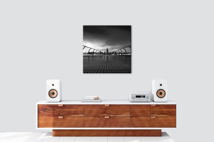 Dämmerung im historichen London Effekt: Schwarz&Weiss, Format: 60x60 als Leinwandbild, Motiv fertig