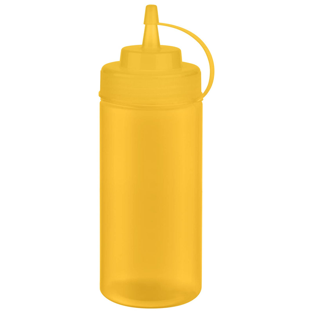 APS 93254 Quetschflasche, 6er Set Ø 7 cm, H: 20 cm, 490 ml Polyethylen, gelb mit Schraubdeckel mit V
